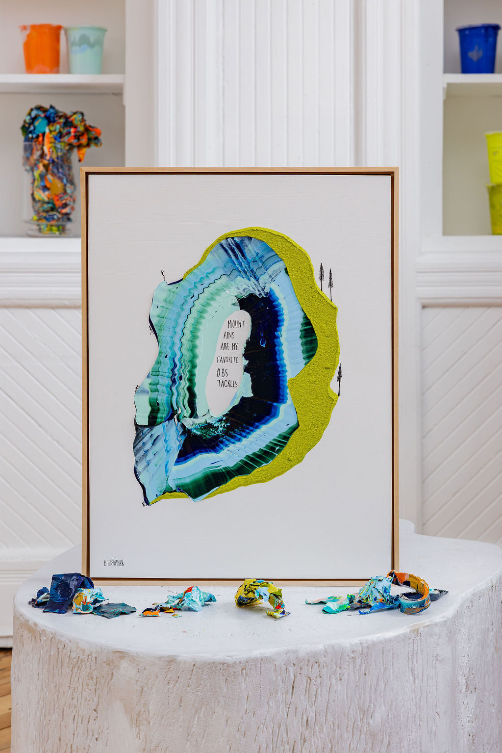 Mountains Are My Favorite Obs-Tackles — original painting, framed